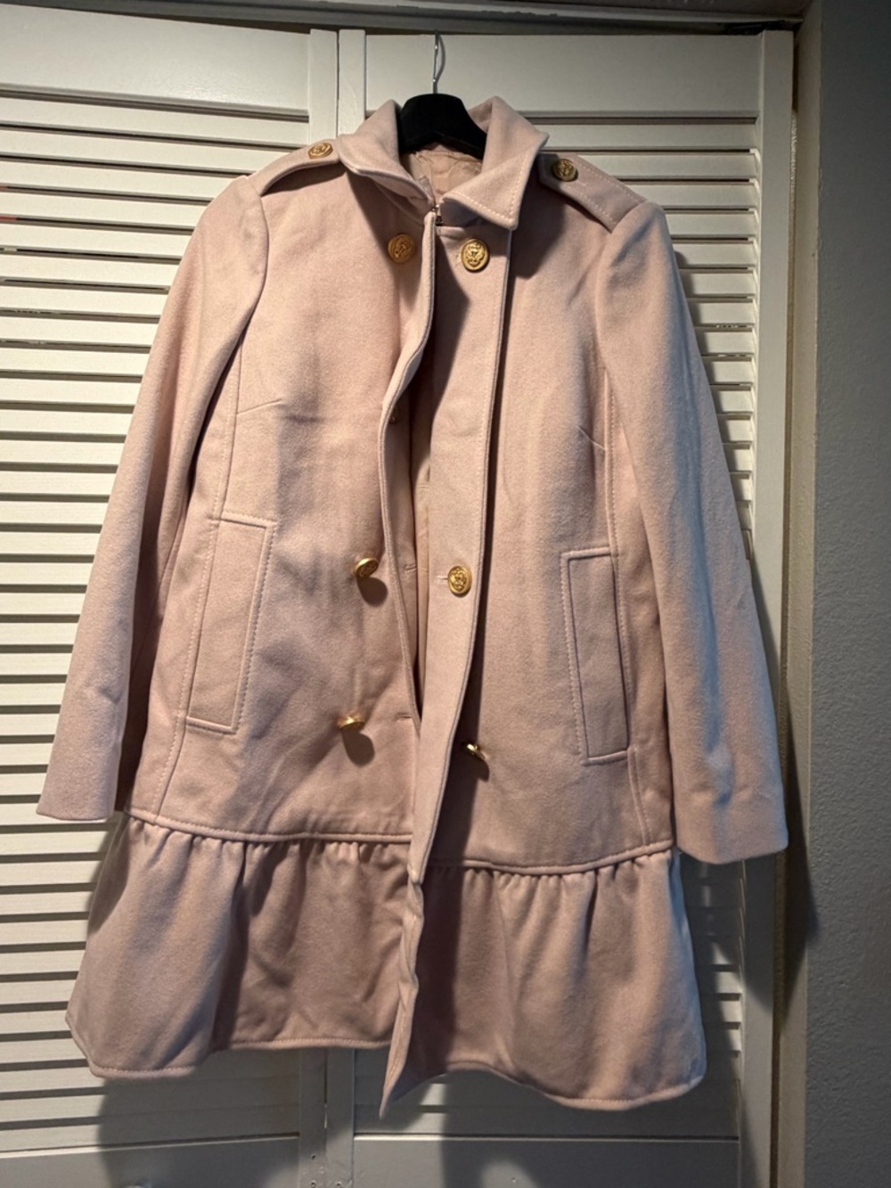 RED Valentino Pale Pink Peplum Trench Coat with Gold Buttons